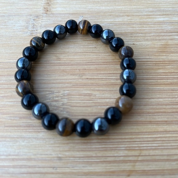 Triple Protection Hematite Tiger Eye Black Bead bracelet - Picture 6 of 8